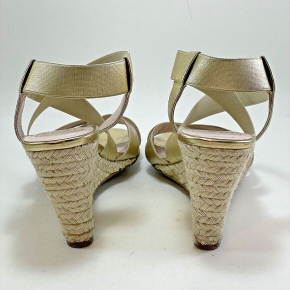Vince Camuto Gold Espadrille Wedge Sandals Women’s 9M Stretch Strap Slip On - Picture 3 of 15